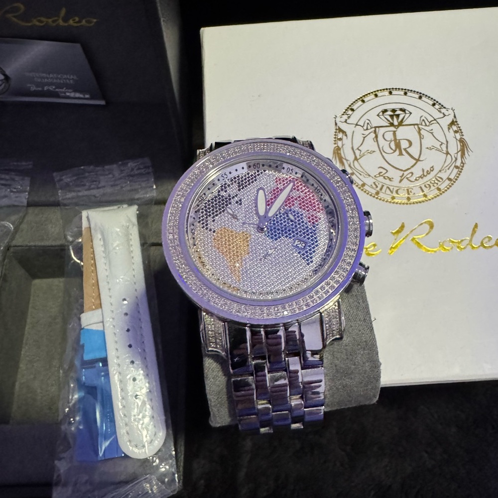Joe Rodeo Tyler Diamond Watch Set with Interchangeable Straps, Box, 2cts